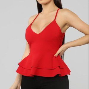 Fashion Nova Medium Red baby doll lace top